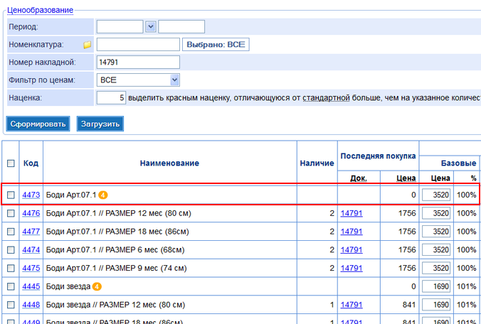 Цены родительских товаров для Опенкарт