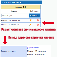 Адреса доставки
